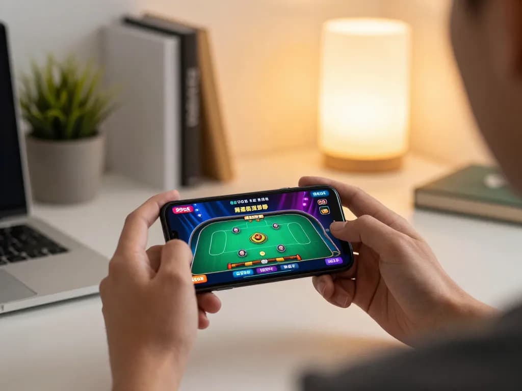 Player engaging with the 99ok mobile app for live gambling in a cozy home setting.