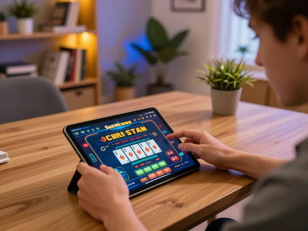 Engaging gameplay on Sunwin platform showcasing strategic card action in a cozy home setting