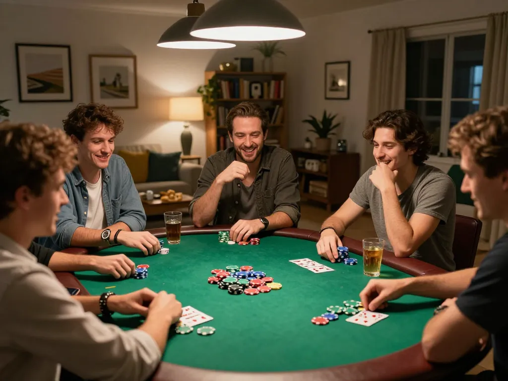 Friends enjoying a spirited poker night game with bet88 strategic gameplay moments and vibrant chips on the table.