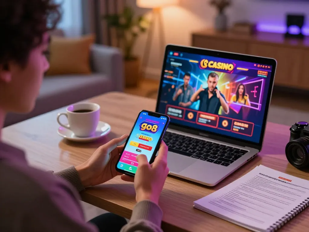 Engaging in exciting gameplay on the go8 online casino app from a cozy home setting