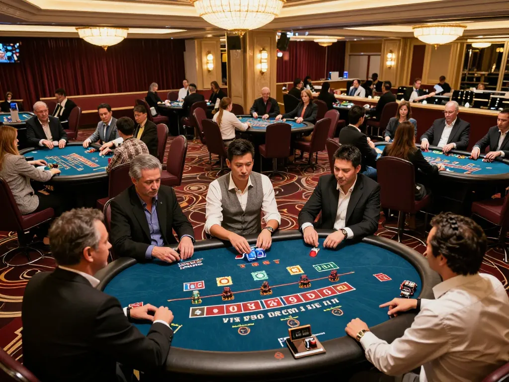 Players enjoying gaming action in a luxurious casino while exploring llwin Download.