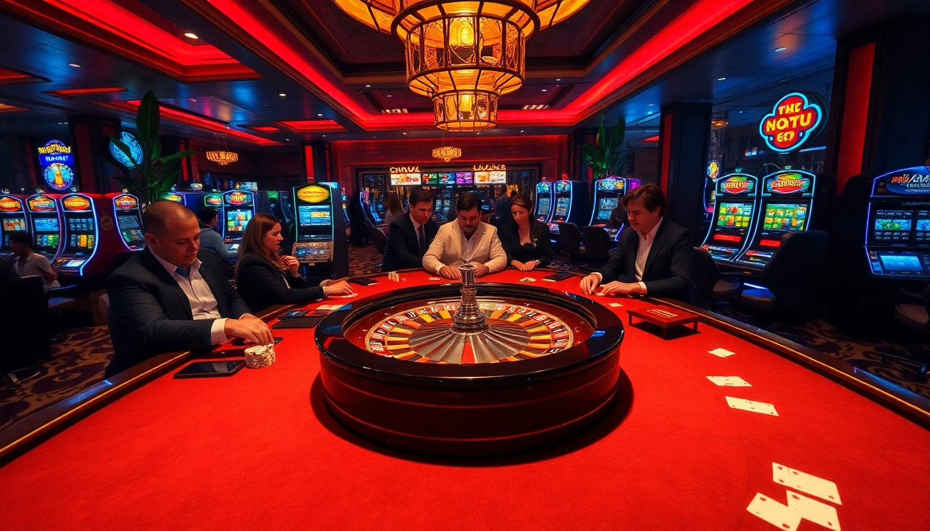 Nohu influences a vibrant casino scene with elegant players at the poker table, ready for excitement.