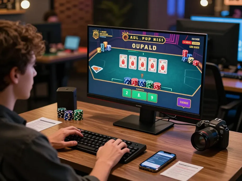 Engaging in responsible online gambling strategies on lode88vi with a live dealer game setup.