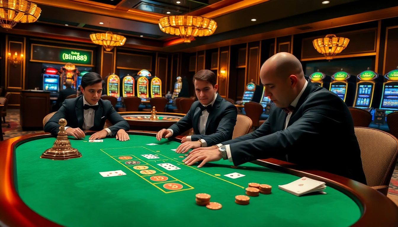 Experience high-stakes poker action at Bin88's luxurious casino tables.