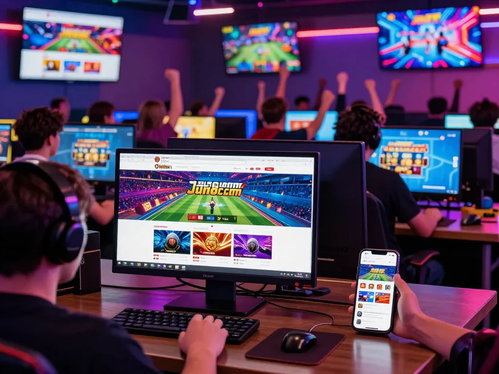 Engaged players enjoying diverse games on jun88.com, showcasing vibrant online gambling atmosphere.