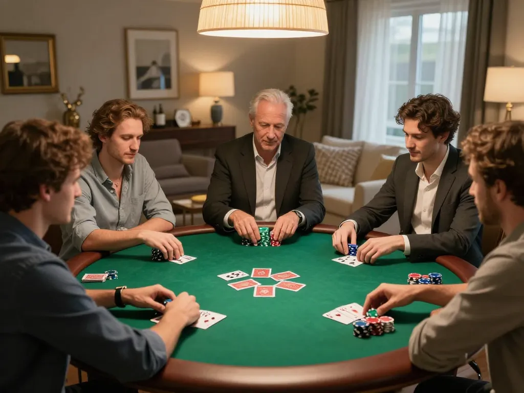 Players engaging in strategic gameplay at Hitclub poker night, showcasing excitement and camaraderie.