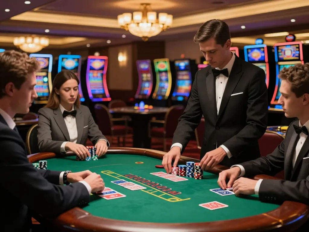 Engaging scene of VT88 blackjack gameplay at upscale casino table