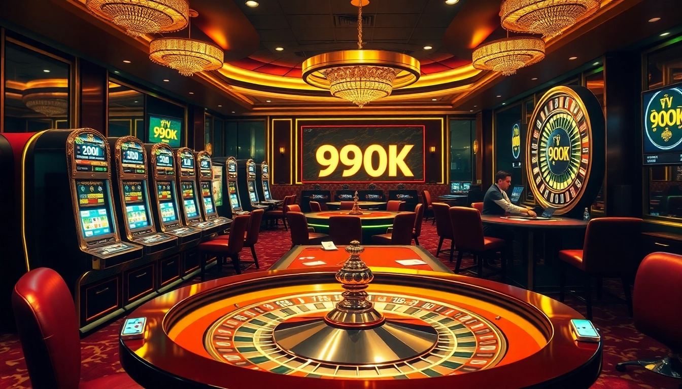 Experience the thrill of winning at 99OK Casino with vibrant slot machines and exciting poker tables.