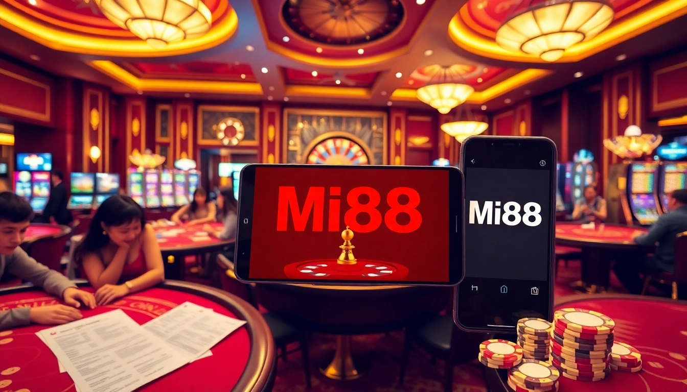Engaged gamblers enjoying the vibrant atmosphere at nhà cái mi88 casino tables.