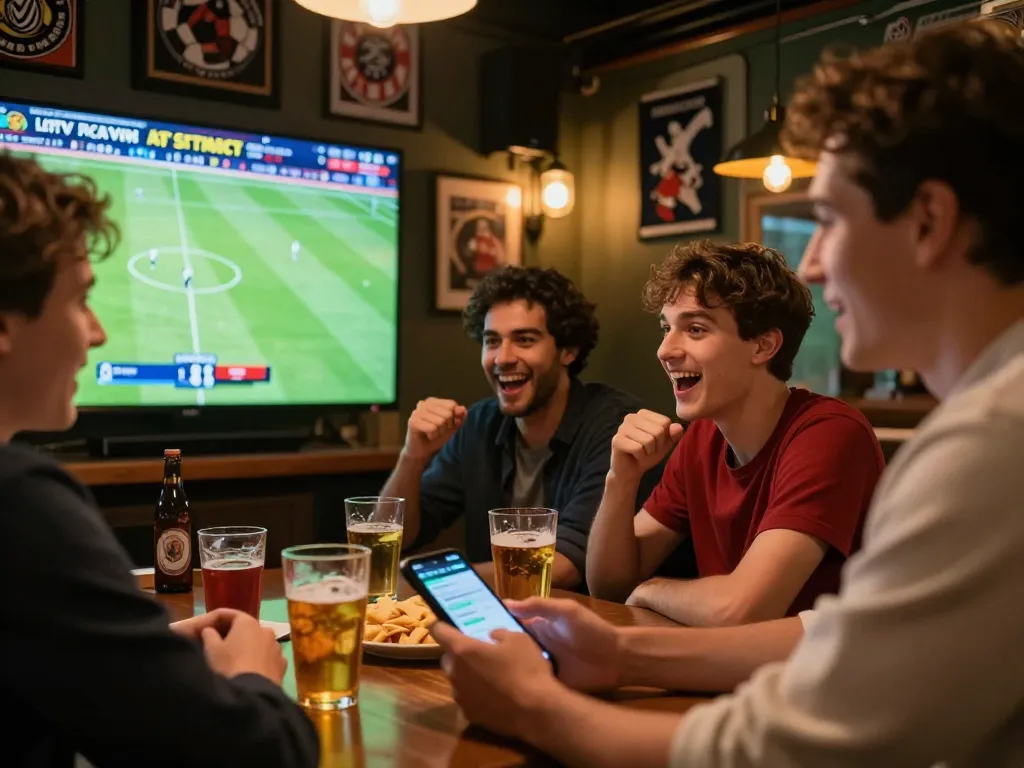 FIVE88 players engaging in live sports betting while celebrating a winning moment