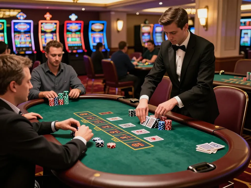 Players engage in strategic blackjack gameplay at xx88 casino, highlighting expert betting and excitement.