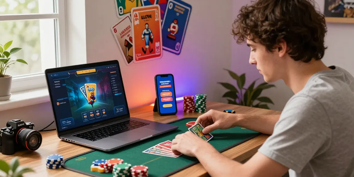 Exciting online gaming setup for game bài đổi thưởng uy tín with vibrant graphics and a focused player.