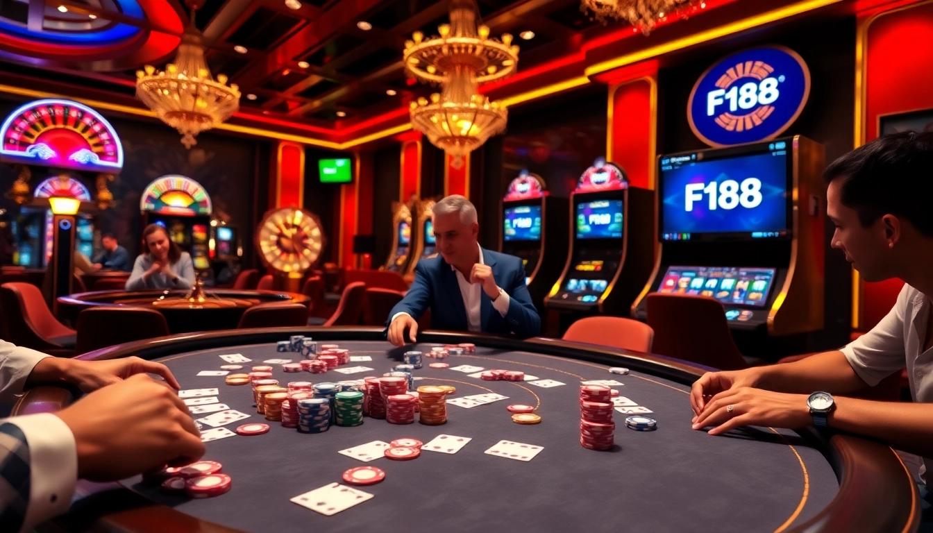 Exciting poker game at https://f168.vision/ showcasing vibrant chips and cards.