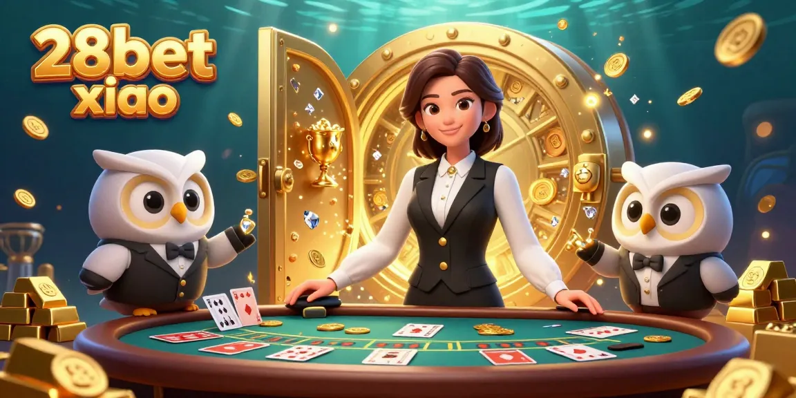 Experience thrilling baccarat gameplay with 28bet xiao, showcasing elegant dealers and vibrant casino elements.
