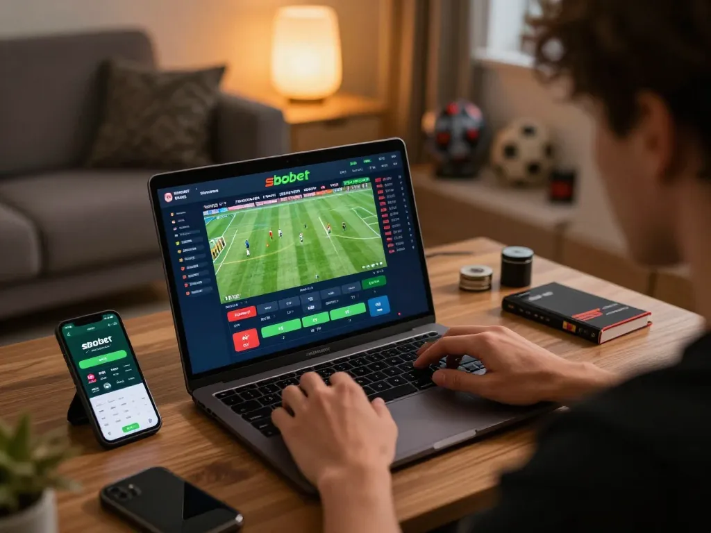 Screenshot of sbobet sports betting interface where user analyzes stats and places bets on live matches.