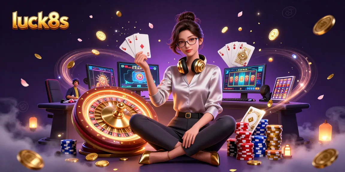 Experience thrilling gaming excitement at luck8s with vibrant casino elements and gaming setups.