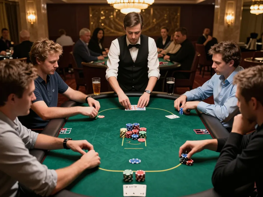 Players strategically betting at CM88's poker table showcasing focused gameplay and ambiance.