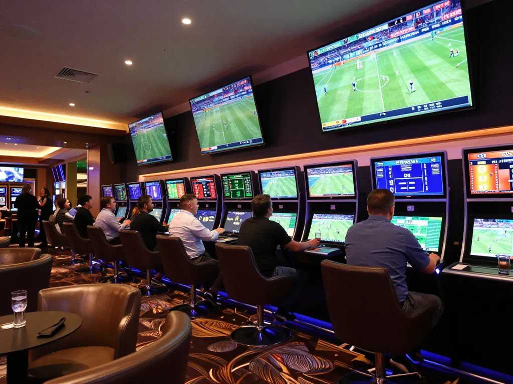 Engaged bets on sports games at a ku88q sportsbook, showcasing dynamic interactions.