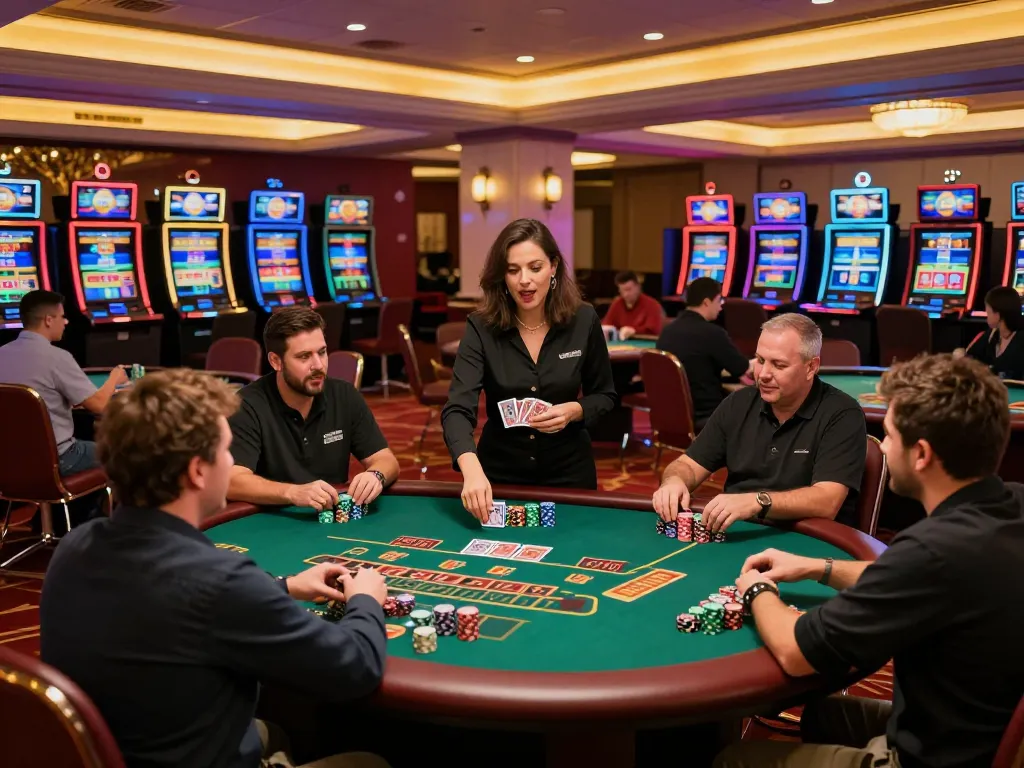 Players enjoying immersive gaming at luck8 college live casino under vibrant lights