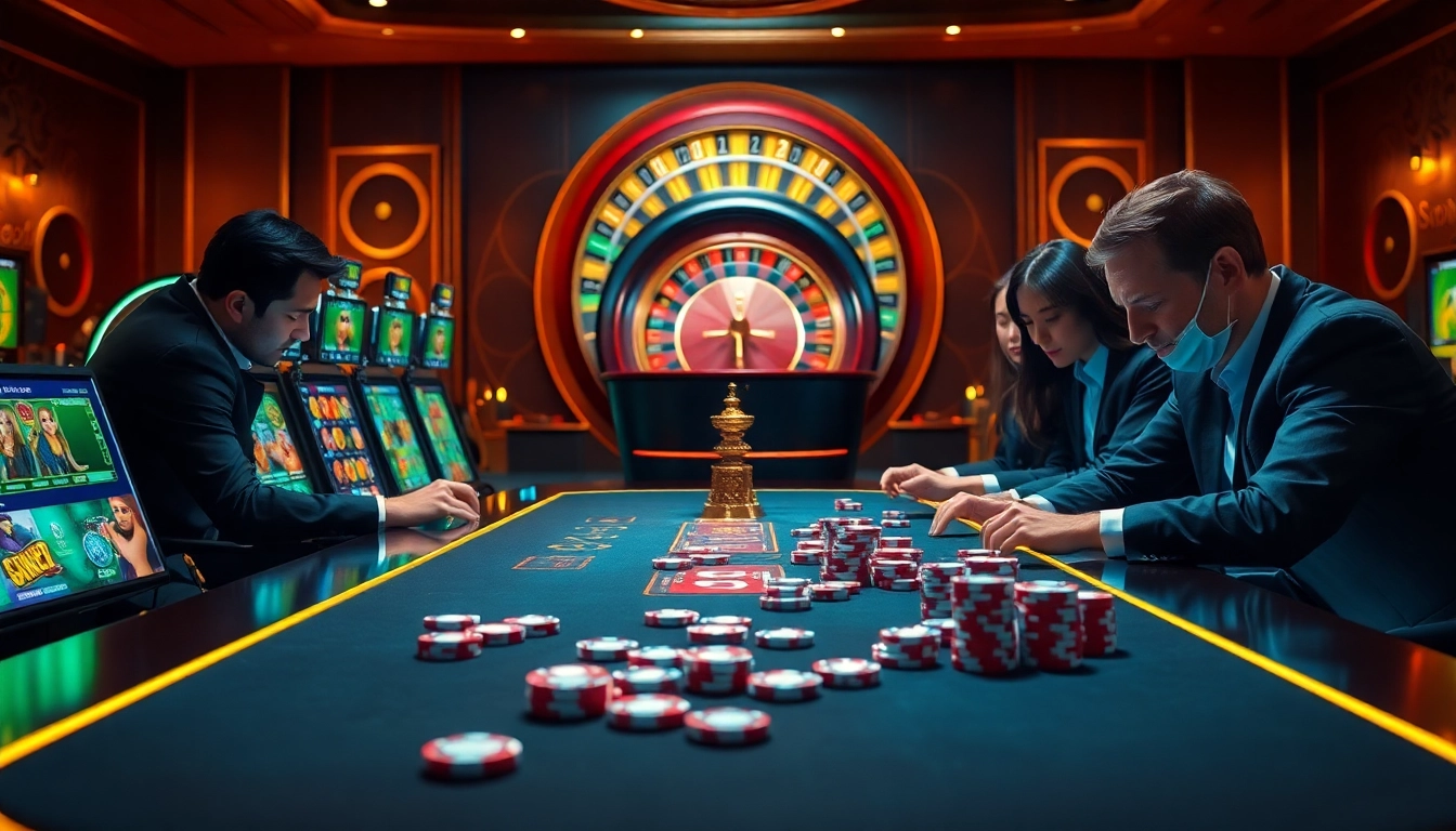Engage with sunwin's thrilling gameplay experience at a luxurious casino table.