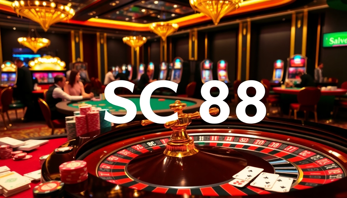 Exciting SC88 casino experience with roulette table and vibrant poker chips.