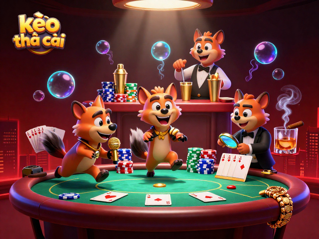 Experience the lively "kèo nhà cái" casino scene with hyenas mixing drinks and performing stand-up comedy.