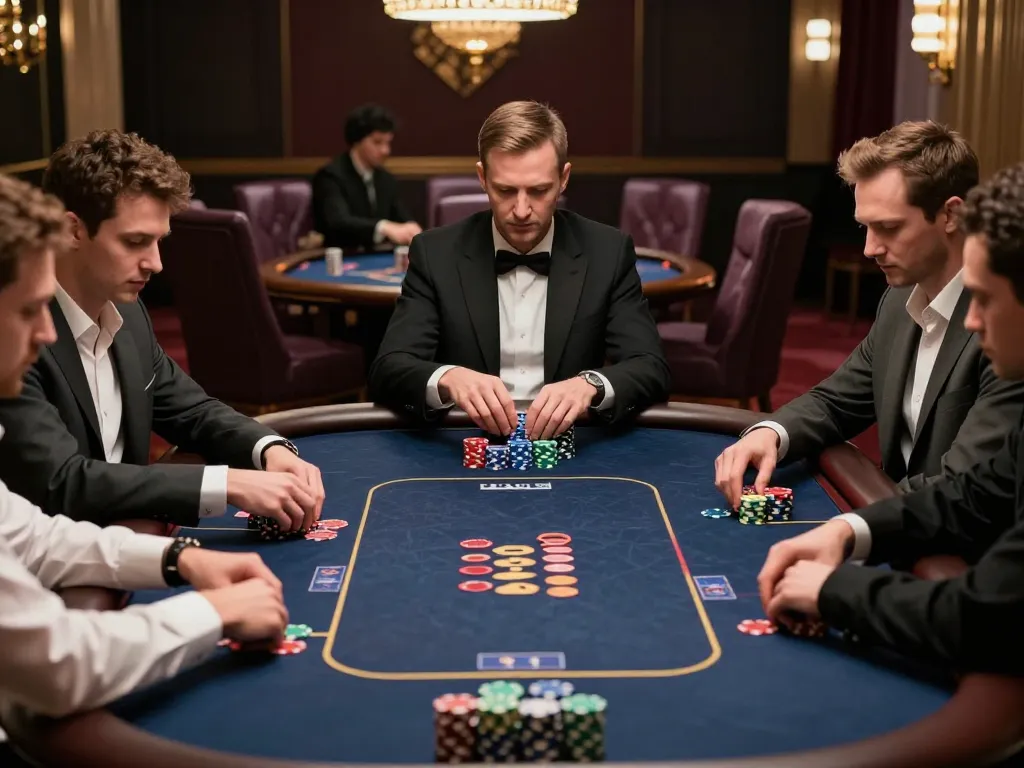 Engaged players strategizing in an exclusive VIP poker room at 5699 casino.