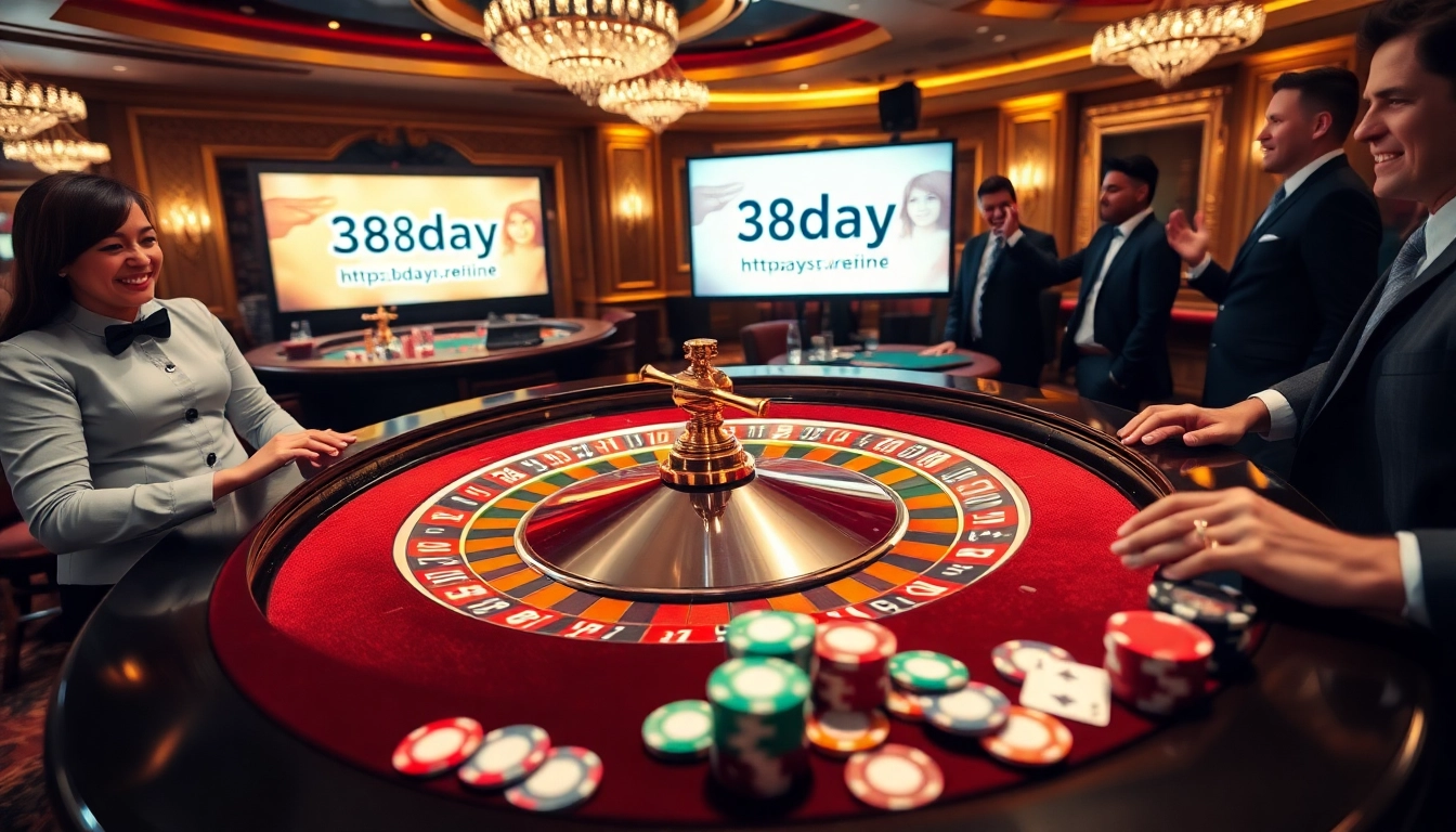 Exciting casino atmosphere at https://8day.reisen/ featuring dealers, roulette, and poker action.