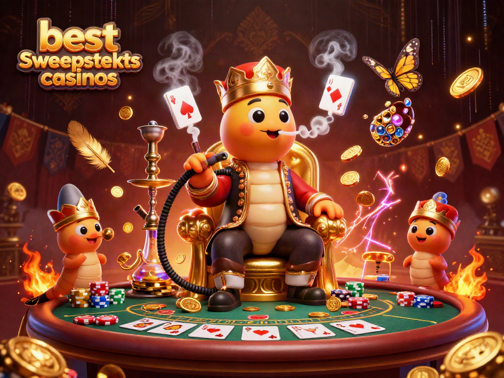 Experience the excitement of the best sweepstakes casinos with vibrant poker visuals and unique characters.