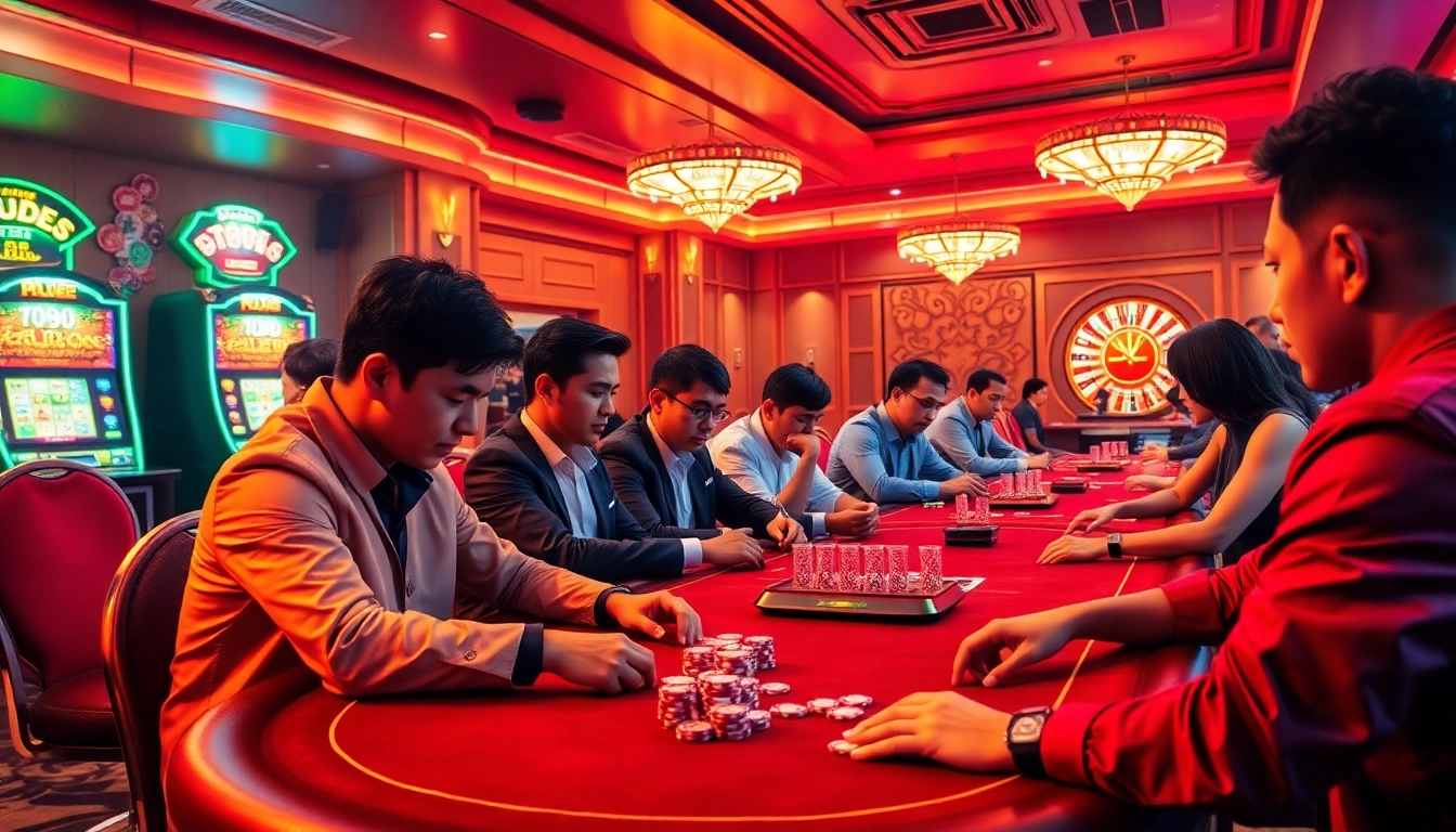 Experience thrilling poker action at https://red88.day/ with luxurious tables, vibrant chips, and intense players.