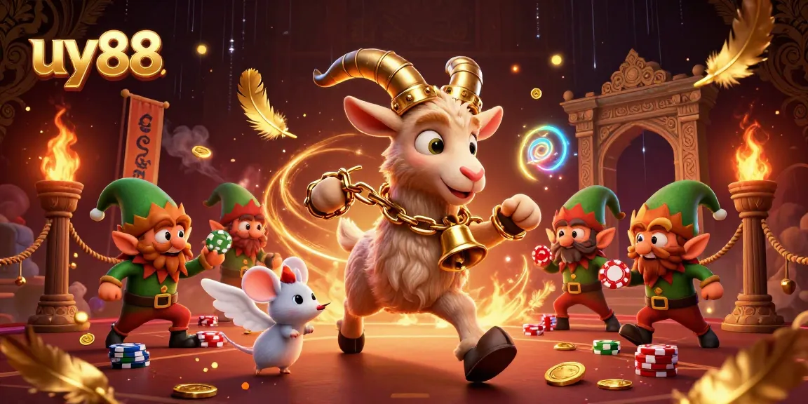 uy88 captures the festive casino chaos with Krampus, an angel mouse, and greedy elf gremlins in a dynamic scene