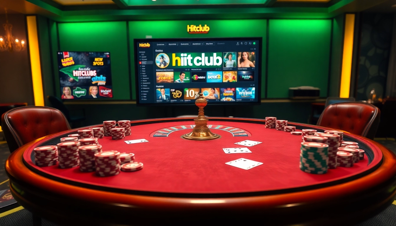 Experience thrilling gameplay at https://hitclubbin.com/ featuring casino tables, vibrant poker chips, and immersive interfaces.