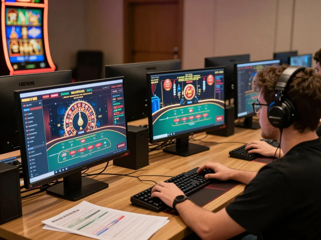 DA88 player engages live casino game on multiple screens, showcasing strategic gameplay.