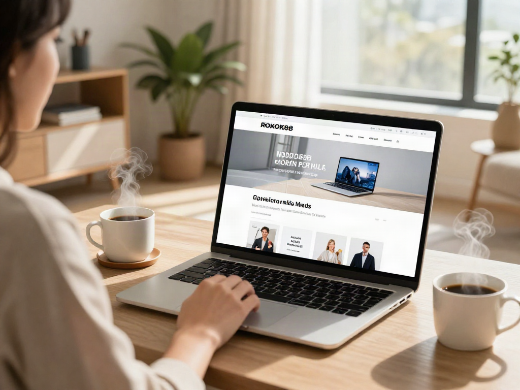 Engaging online shopping experience on ROKOK88 resmi website from a stylish living room.