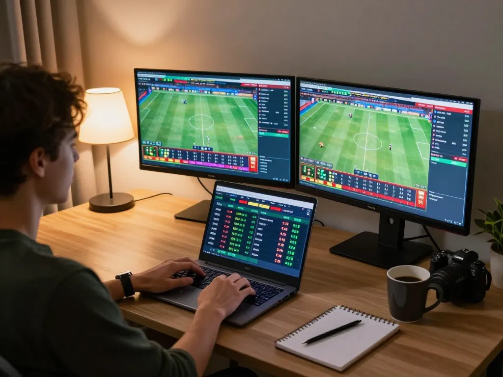 Engaging in online sports betting on mb668 with dynamic live odds displayed on multiple screens.