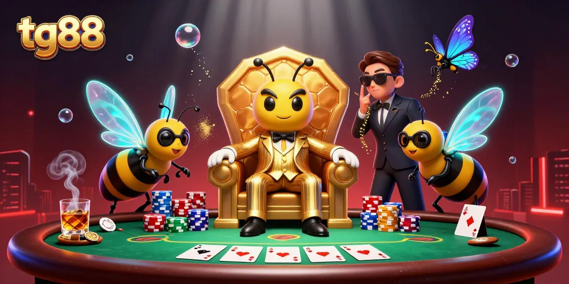 Engage in thrilling poker action at tg88 with a captivating bumblebee mob boss leading the game.