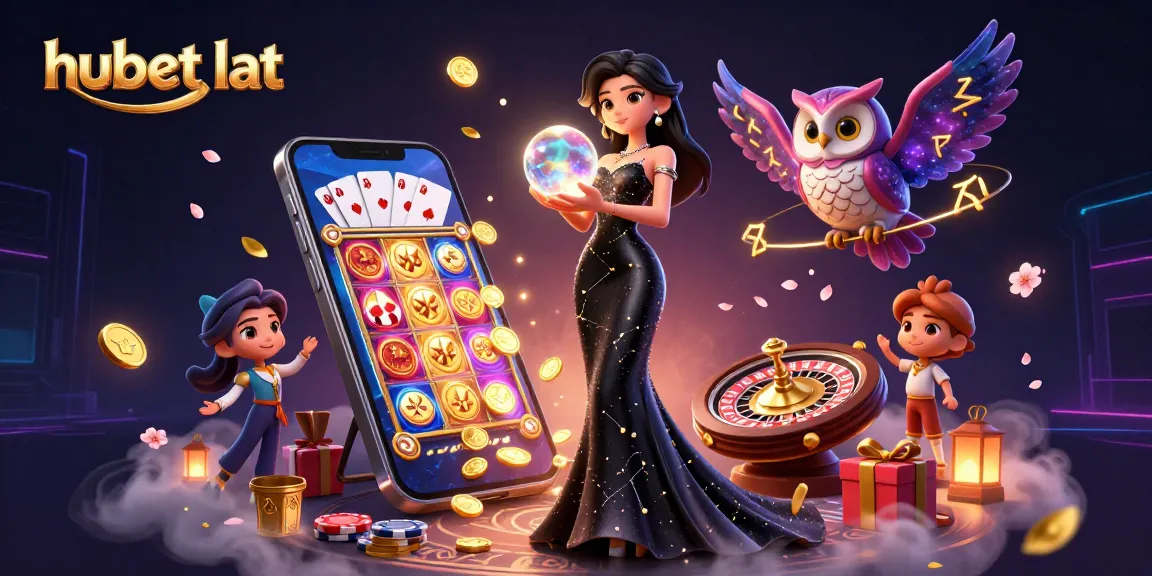 Engage with hubs and jackpots at hubet lat through this vibrant casino-themed illustration.