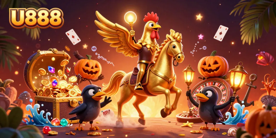 Spin the reels at U888’s thrilling midnight casino with vibrant characters and treasures.