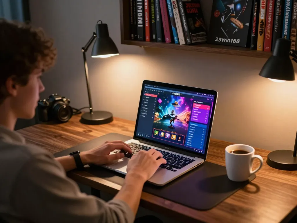 Engaged player exploring dynamic gaming options on 23win168 online casino.