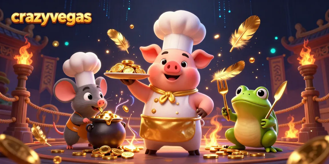 Experience the excitement of high-stakes gambling with crazyvegas as gourmet coins are served in this vibrant illustration.