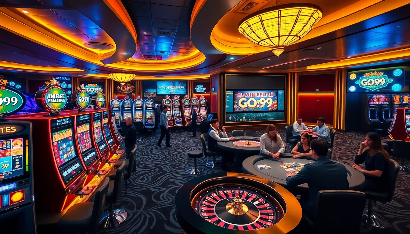 Experience the thrill of GO99 with vibrant casino visuals showcasing games and excitement.