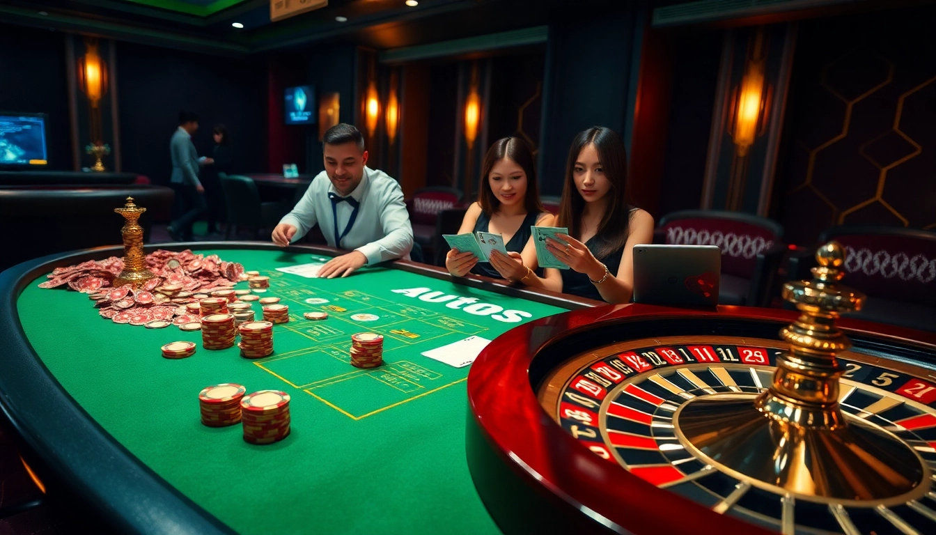 Experience exhilarating gaming at UU 88 with players at a professional casino table.