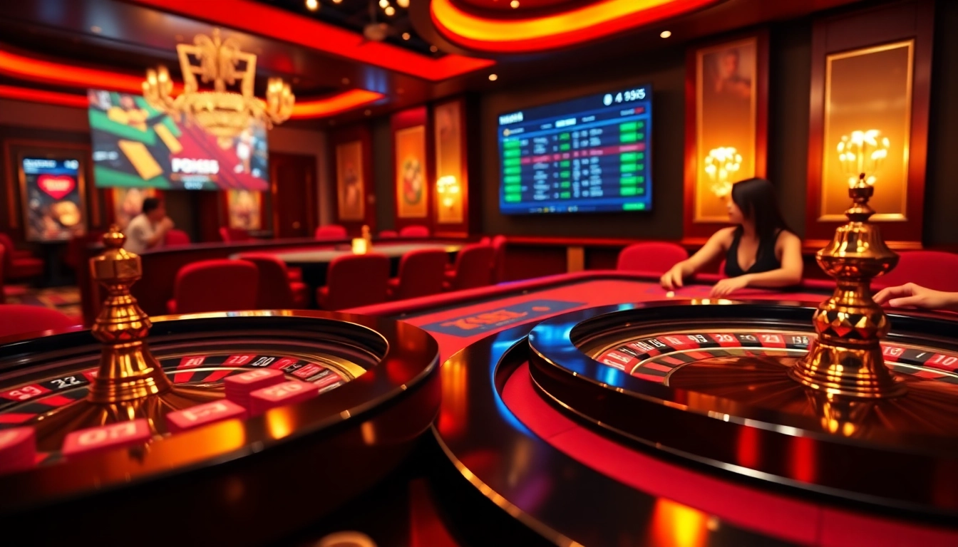 Players enjoying high-stakes action at KK55 online casino table with poker chips and cards.