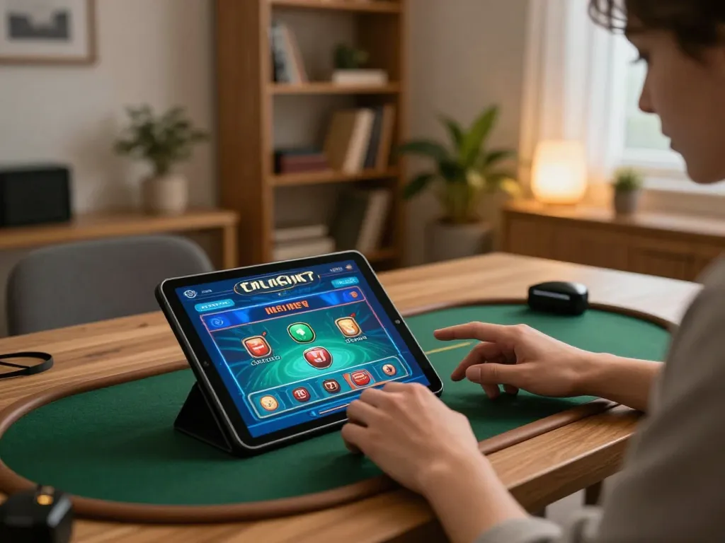 Immersive gaming experience at trang chủ 23win with online casino interface on tablet.