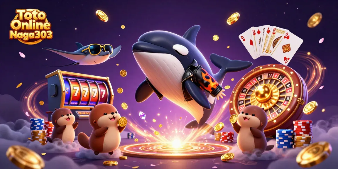 Experience the thrill of Toto Online Naga303 with an exciting illustration featuring dynamic gambling elements.