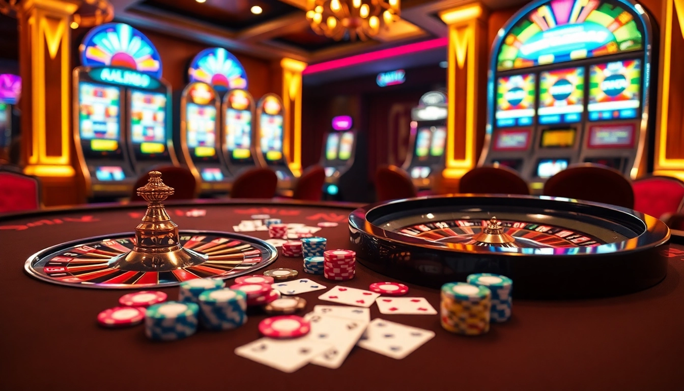 Experience thrilling gameplay at https://win678.ac/ with vibrant poker chips and an elegant roulette wheel.