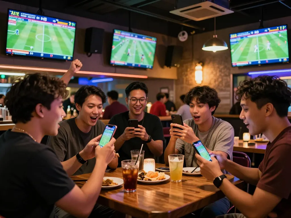 Captivating sports betting moment with patrons engaging in kèo nhà cái while cheering for teams.