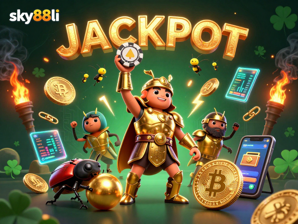 Engage with sky88li in this vibrant casino world, lifting poker chips and celebrating wins.