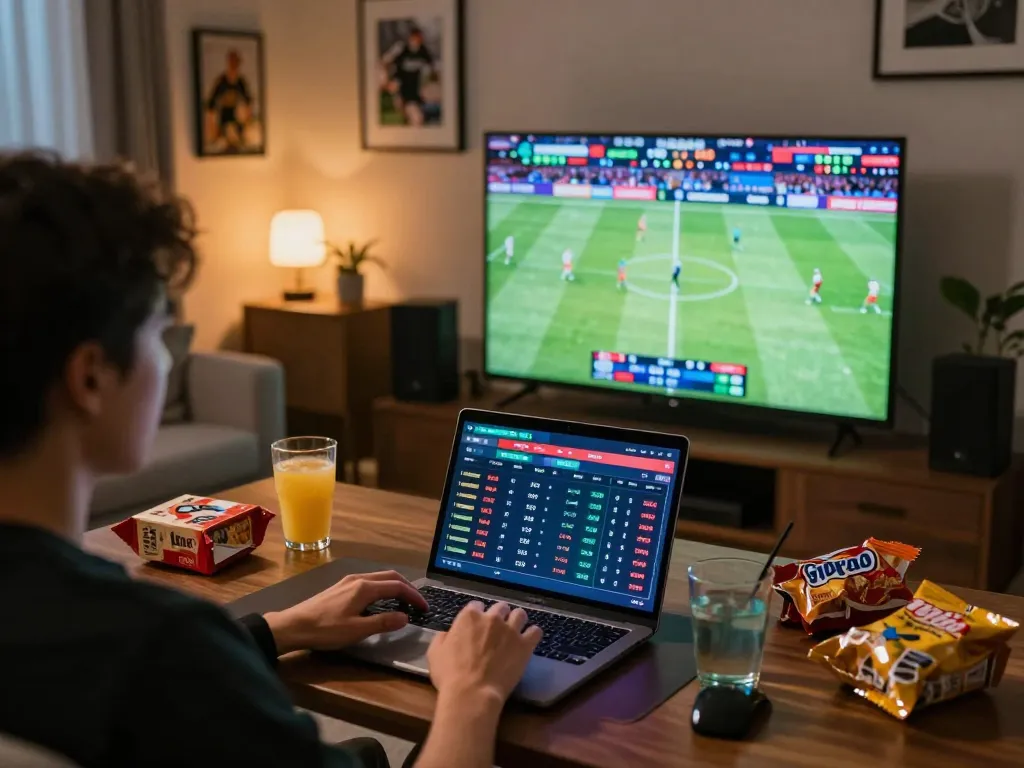 Excitedly placing bets on JUN88 app while enjoying a live sports game