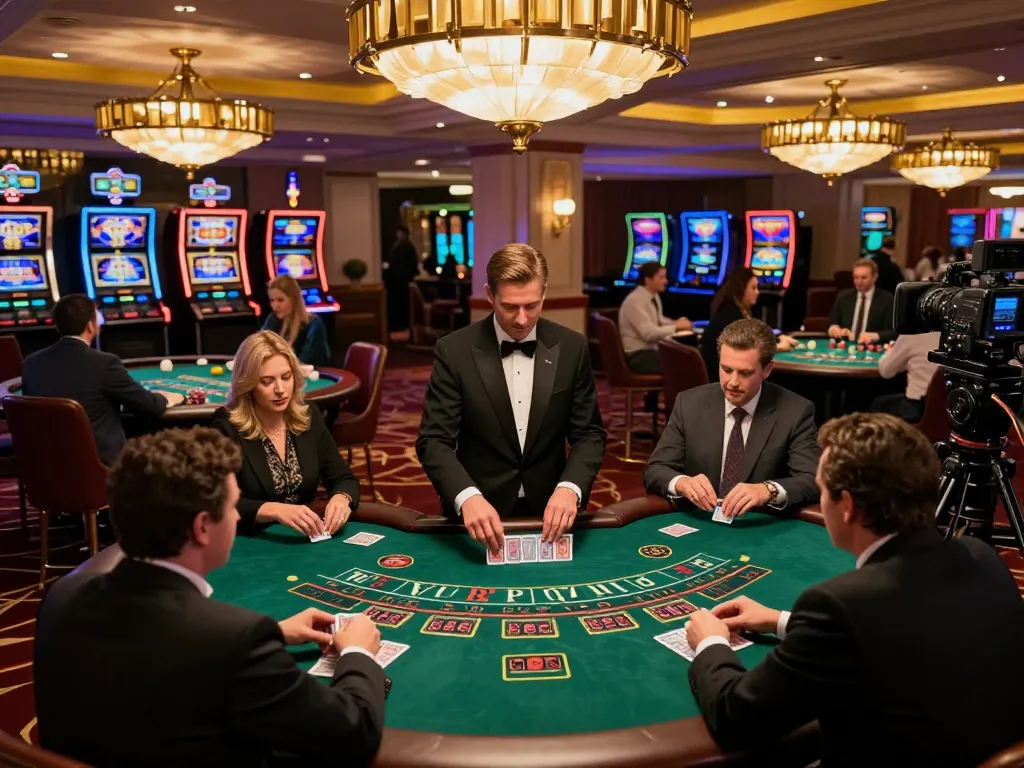 Players engaging in strategic blackjack gameplay at gem88 casino with lively ambiance.